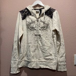 Harley-Davidson Cream and Black Hoodie Sz XL